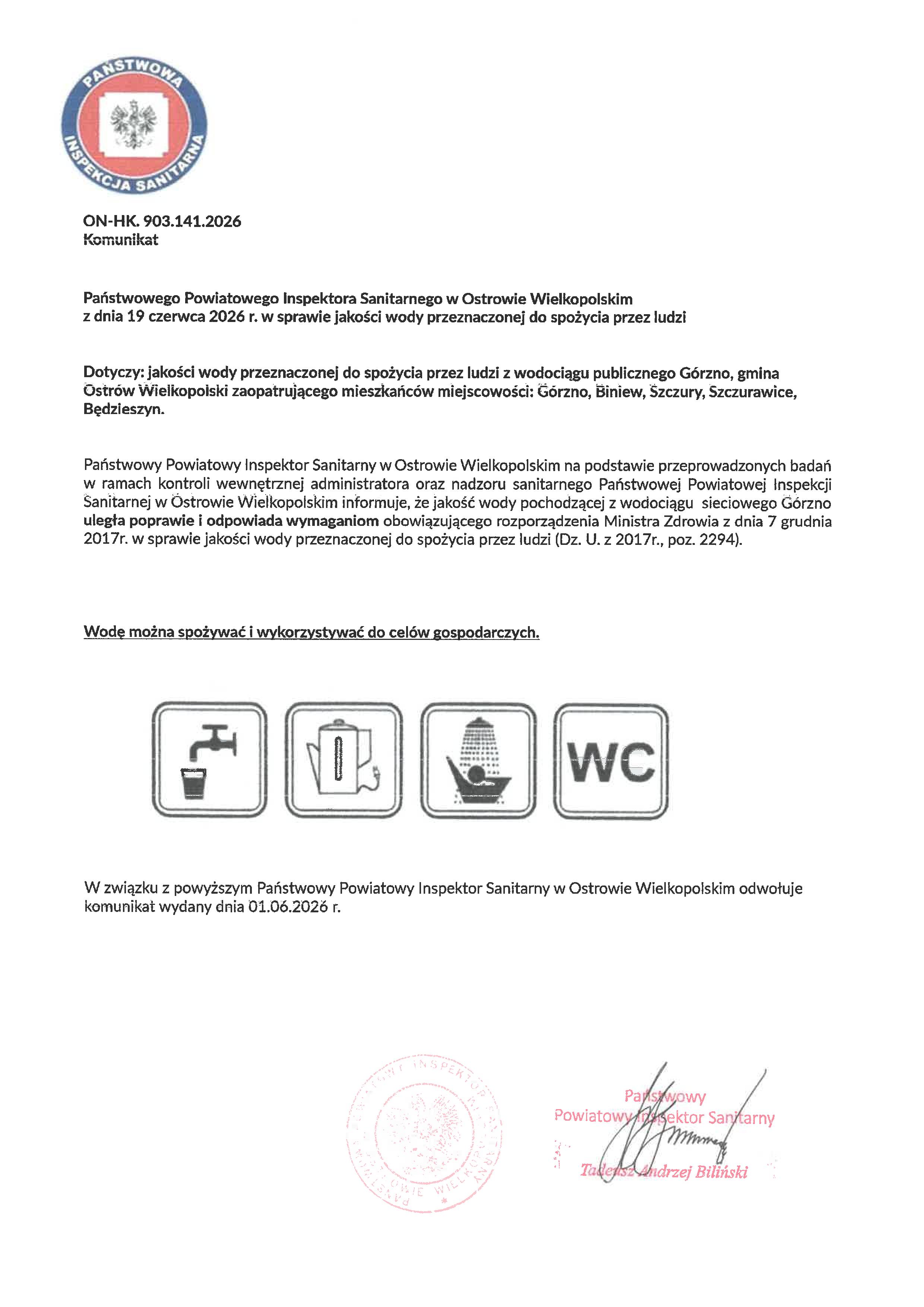 Komunikat Górzno